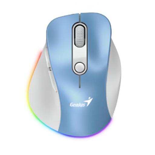 [1202342] MOUSE RGB GENIUS ERGO 9000S PRO INALÁMBRICO BLUETOOTH 2400 DPI  31030039401 CELESTE