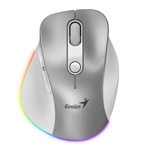 [1202343] MOUSE GENIUS RGB RS2 ERGO 9000S PRO INALÁMBRICO CON RECEPTOR 2400 DPI 31030039402 PLATEADO