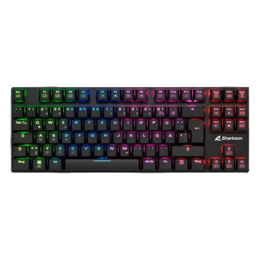 [1201130] TECLADO GAMING RGB SHARKOON PUREWRITER TKL MECÁNICO USB INGLÉS SWITCH AZUL 4044951021529 NEGRO