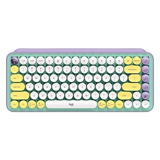 [1225085] TECLADO LOGITECH POP KEYS MECÁNICO INALÁMBRICO BLUETOOTH ESPAÑOL SWITCH CAFÉ 920-010714 LILA / MENTA