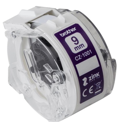 [IM1049] ROLLO DE ETIQUETAS CONTINUO A COLOR BROTHER CZ1001 ZERO INK 9MM X 5M COMPATIBLE CON IMPRESORA VC-500W