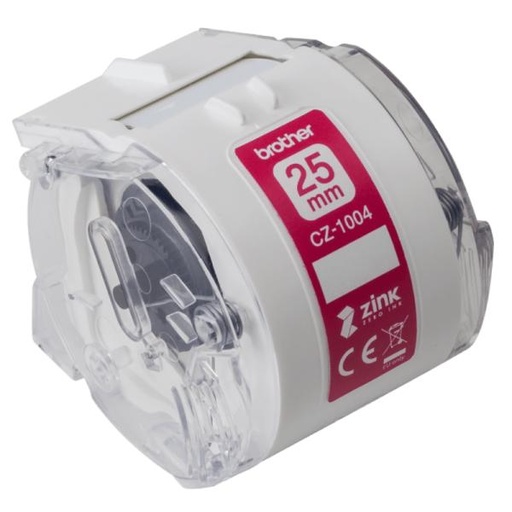 [IM1052] ROLLO DE ETIQUETAS CONTINUO A COLOR BROTHER CZ1004 ZERO INK 25MM X 5M COMPATIBLE CON IMPRESORA VC-500W