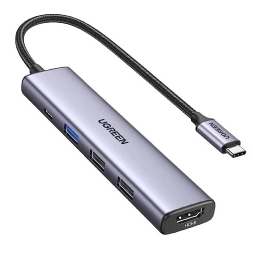 [AC10009] HUB UGREEN CM478 5 EN 1 USB-C 1 PUERTO HDMI 1 PUERTO USB-C PD 1 PUERTO USB-A 3.0 2 PUERTOS USB-A 2.0 15495 GRIS