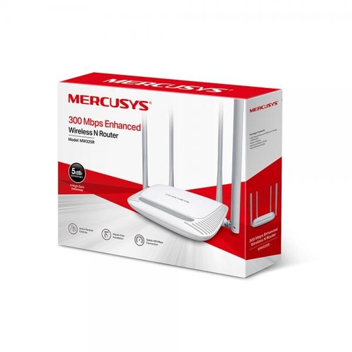 [3101013] ROUTER MERCUSYS MW325R 2.4 GHZ 300 MBPS WIFI 4 PUERTOS WAN / LAN BLANCO / GRIS
