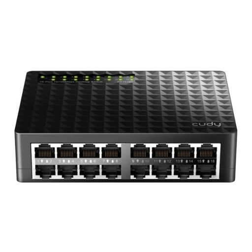 [3103116] SWITCH  CUDY  FS1016D 1.0  16 PUERTOS RJ45  10/100 MBPS  NO ADMINISTRABLE NEGRO