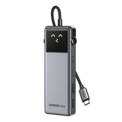 [AC10027] HUB UGREEN CM888 6 EN 1 USB-C 2 PUERTOS USB-A 2 PUERTOS USB-C 1 PUERTO HDMI Y 1 PUERTO PD 10GBPS CON LED DISPLAY 35998 GRIS