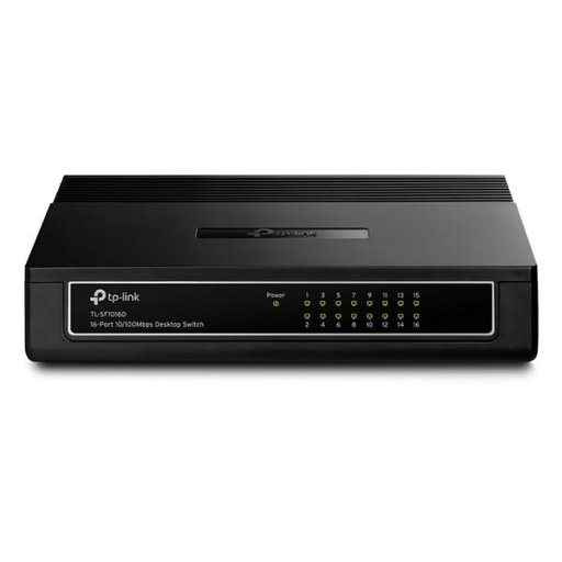 [5800001] SWITCH TP LINK TL-SF1016D 16 PUERTOS FAST ETHERNET 10/100 MBPS NO ADMINISTRABLE NEGRO
