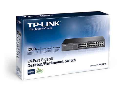[5800067] SWITCH TP LINK TL-SG1024D 24 PUERTOS RJ45 GIGABIT 10/100/1000 MBPS NO ADMINISTRABLE NEGRO