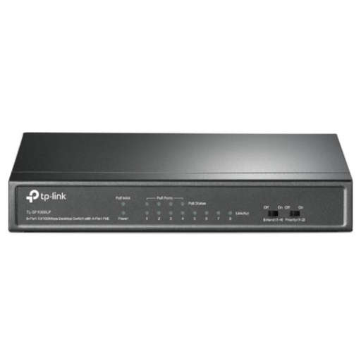 [RC5021] SWITCH TP LINK TL-SF1008LP(UN) 8 PUERTOS RJ45 / 4 PUERTOS POE 10/100 MBPS NO ADMINISTRABLE GRIS