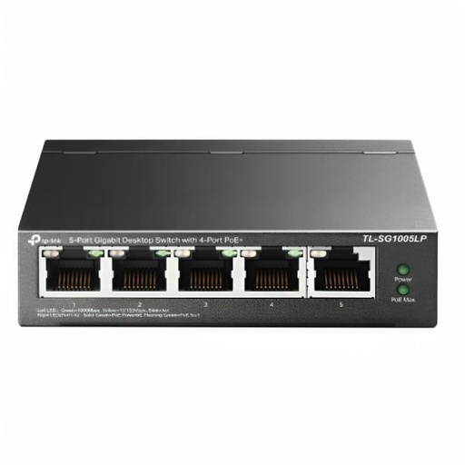 [RC5022] SWITCH TP LINK TL-SG1005LP(UN) 5 PUERTOS RJ45 GIGABIT / 4 PUERTOS POE 10/100/1000 MBPS NO ADMINISTRABLE GRIS