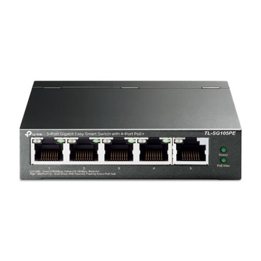 [RC5030] SWITCH TP LINK TL-SG105PE(UN) 5 PUERTOS RJ45 GIGABIT / 4 PUERTOS POE+ 10/100/1000 MBPS ADMINISTRABLE GRIS