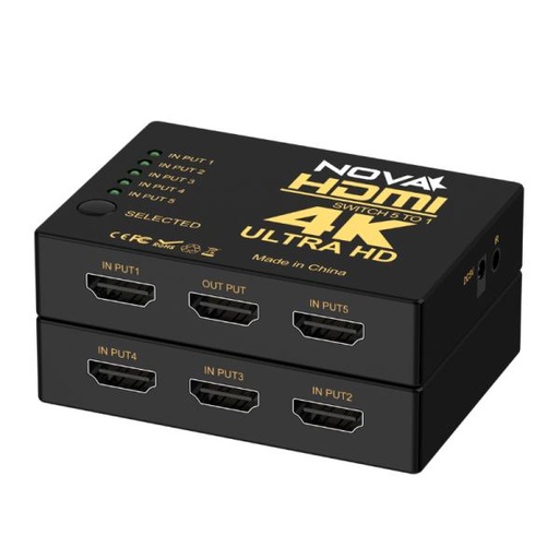 [RC5033] SWITCH NOVA FAA39214001C SWITCH HDMI 5 PUERTOS 4K 30HZ CON CONTROL REMOTO NEGRO