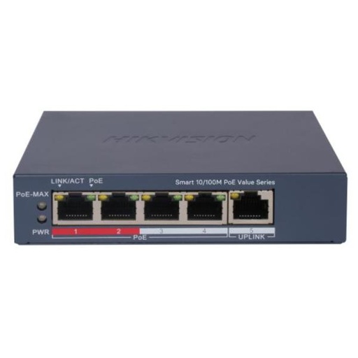 [RC5052] SWITCH HIKVISION DS-3E1105P-EI/M(O-STD)V2 (E) 4 PUERTOS POE FAST ETHERNET 10/100 MBPS / 1 PUERTO RJ45 ADMINISTRABLE 301802981 NEGRO