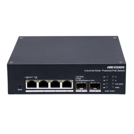 [RC5081] SWITCH HIKVISION DS-3T1506HP-EI-UPS(O-STD) 4 PUERTOS GIGABIT POE / 2 PUERTOS SFP GIGABIT 10/100/1000 MBPS ADMINISTRABLE 301803431