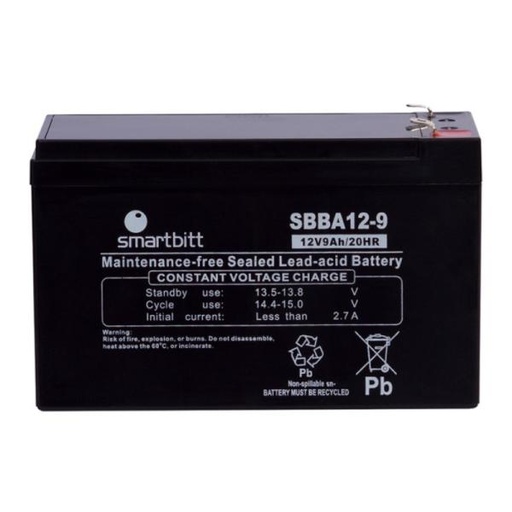 [RE1004] BATERIA SMARTBITT SBBA12-9 9AH-SP 12V UPS NEGRO