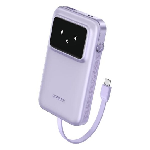 [RE3010] POWER BANK UGREEN PB511 10000MAH 30W USB-C CON CABLE INTEGRADO PANTALLA TFT 35604B MORADO