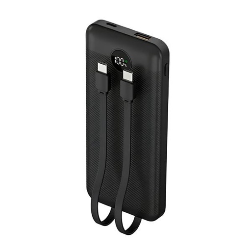 [RE3036] POWER BANK NOVA PB-911 10000MAH PD 22.5W/2 USB-A/USB-C/CABLES USB-C Y LIGHTNING NEGRO