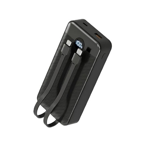 [RE3037] POWER BANK NOVA PB-911 20000MAH PD 22.5W/2 USB-A/USB-C/CABLES USB-C Y LIGHTNING NEGRO