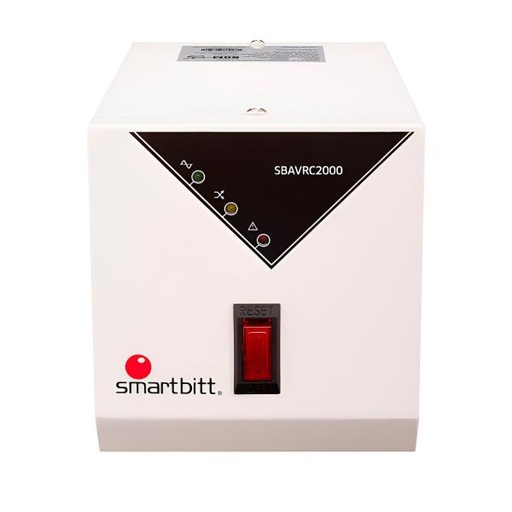 [2002026] REGULADOR DE VOLTAJE SMARTBITT SBAVRC2000 2000VA 1200W 1 TOMA 80?150 VCA RETARDO DE ENCENDIDO LÍNEA BLANCA BLANCO / NEGRO