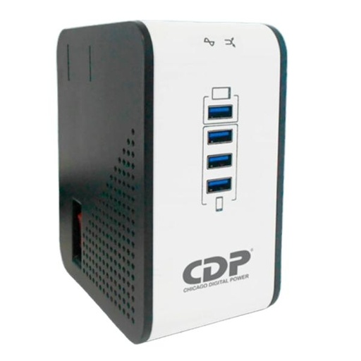[2002028] REGULADOR DE VOLTAJE CDP R2CU-AVR1008 1000VA 500W 8 TOMAS 170?270 VCA PANTALLA LED OCULTA PROTECCIÓN COAXIAL NEGRO / BLANCO