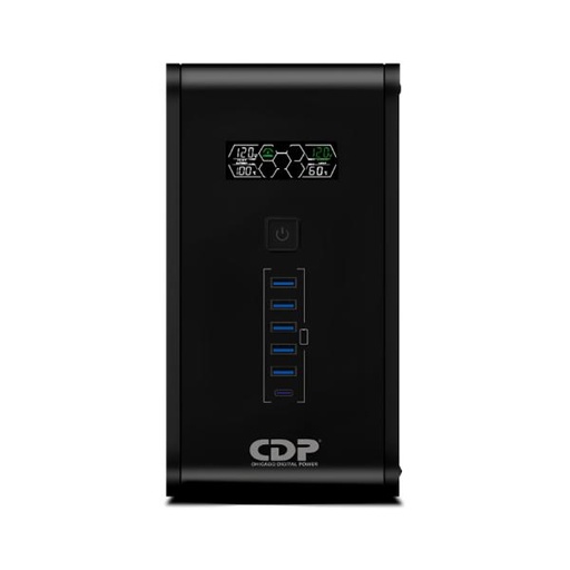 [3900063] UPS CDP R-SMART1010 1000VA 500W 0X NEMA 5-15R, NEMA 5-15P, USB, RJ45, COAXIAL 6 PUERTOS USB DE CARGA NEGRO