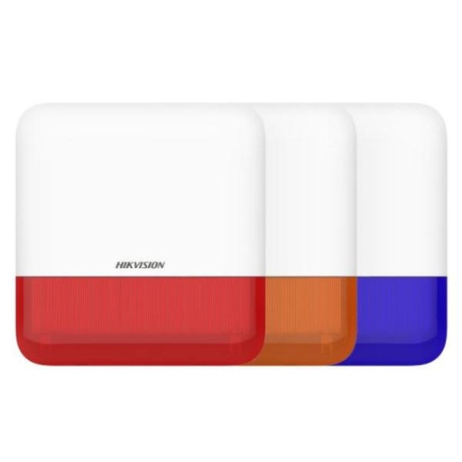 [3102101] SIRENA INALAMBRICA EXTERIOR HIKVISION DS-PS1-E-WB RF 433 MHZ 110 DB IP65 / BATERIA O 12 VDC / AES-128 / ANTISABOTAJE BLANCO/ ROJO / NARANJA / AZUL