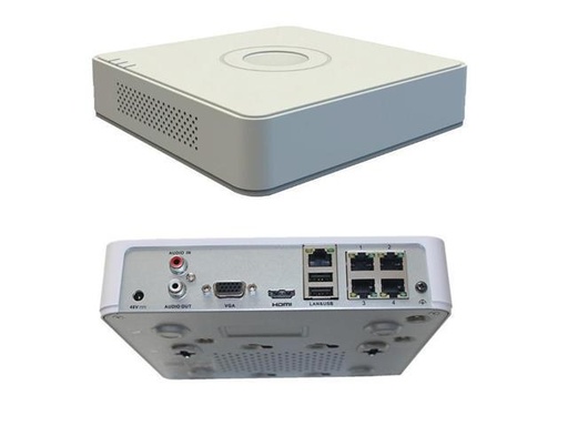 [3102068] GRABADORA NVR HIKVISION DS-7104NI-Q1/4P 4 CANALES IP HASTA 6 MP / FULL HD 1 SATA HASTA 6 TB H.265+ POE BLANCO