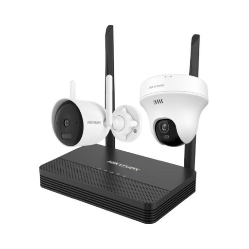 [SG2166] KIT DE CÁMARAS WIFI BALA Y TORRETA HIKVISION NKS4245WBTH 4MP 5MP WIFI H.265 2.8 MM 30 M BALA 10 M AUDIO WIFI 2.4 GHZ NVR IP66 301502089 BLANCO