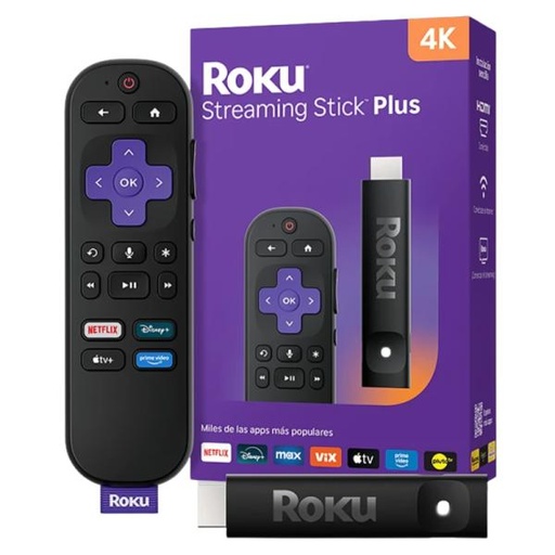 [SH4006] DISPOSITIVO DE TRANSMISIÓN ROKU STICK PLUS 2025 4K CON CONTROL POR VOZ ROK-3830R-B NEGRO