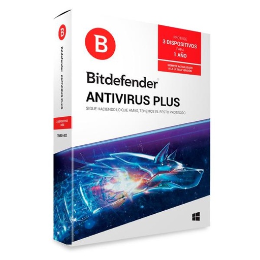 [8100002] LICENCIA ANTIVIRUS BITDEFENDER ANTIVIRUS PLUS 3 PC+ 2 1 AÑO