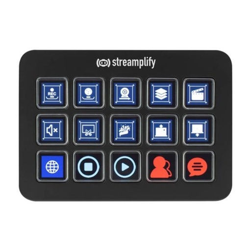 [1201318] TECLADO STREAMING DECK ONE STREAMPLIFY USB 15 TECLAS LCD SPUD-DO20A01.11 NEGRO