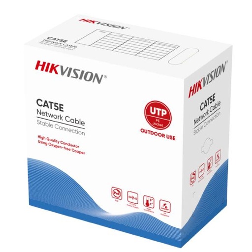 [1205149] CABLE DE RED EXTERIOR UTP CAT5E HIKVISION  DS-1LN5EO-UU/E(O-STD) 23AWG UL 305M 100% COBRE 307400129