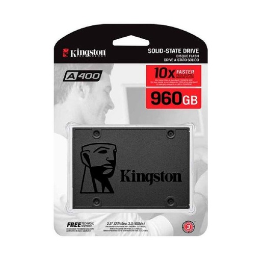 [1304002] HD INTERNO SOLIDO 960GB KINGSTON A400 2.5 PULG SATA III 500MB/S / 450MB/S SA400S37/960GB NEGRO