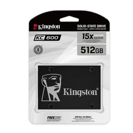 [360102008] HD INTERNO SOLIDO 512GB KINGSTON KC600 2.5 PULG SATA III 550MB/S / 520MB/S SKC600/512G NEGRO