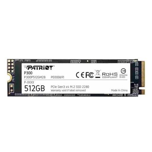 [360104045] HD INTERNO SOLIDO 512GB PATRIOT P300 M.2 2280 PCIE GEN3 X4 1700MB/S / 1100MB/S P300P512GM28 P300