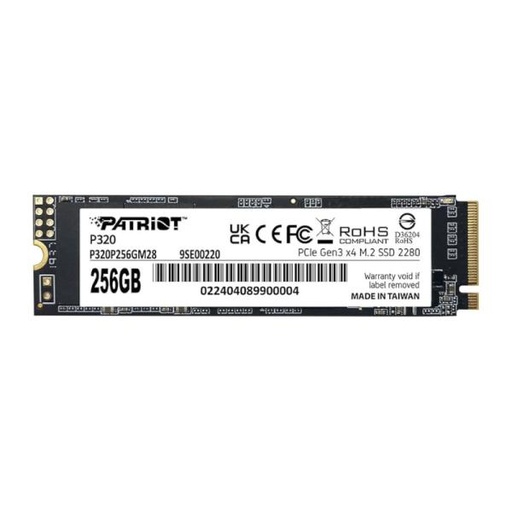 [AM4011] HD INTERNO SOLIDO 256GB PATRIOT P320 M.2 2280 PCIE GEN3 X4 2200MB/S / 1200MB/S P320P256GM28 NEGRO