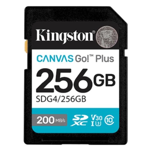 [AM6038] MEMORIA SDXC 256GB KINGSTON CANVAS GO PLUS GEN 4 200 MB/S PARA CÁMARAS Y VIDEO 4K SDG4/256GB
