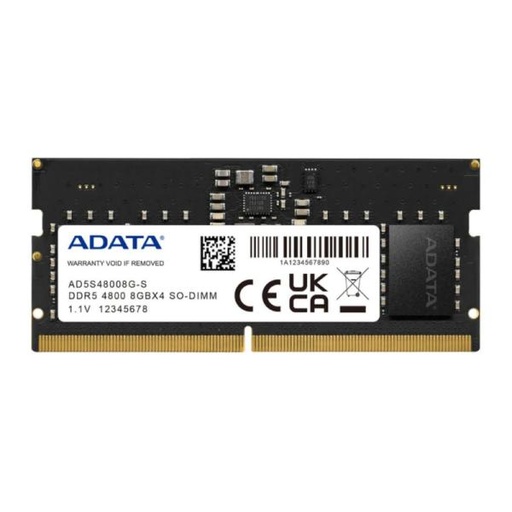 [1502075] MEMORIA RAM LAPTOP ADATA 8 GB DDR5 4800 MHZ CL40 1.1 V AD5S48008G-S NEGRO