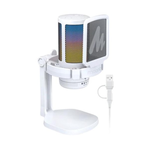 [AS3008] MICRÓFONO GAMING RGB MAONO DGM20 WHITE USB / USB-C CON CANCELACIÓN DE RUIDO BLANCO