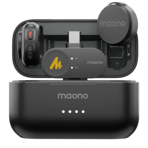 [AS3016] MICROFONO MAONO WM650 PC2 INALAMBRICO CON RECEPTOR USB-C CON REDUCCION DE RUIDO NEGRO