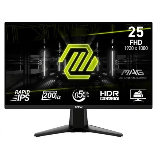 [DV1072] MONITOR GAMING MSI MAG 255F E20 25 PULG PLANO 1920X1080 FHD 200 HZ IPS FREESYNC HDMI DISPLAYPORT HDR 9S6-3BC21M-046