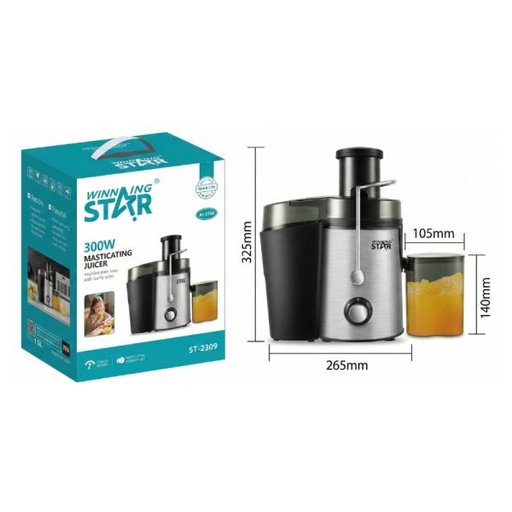 [ED1004] EXTRACTOR DE JUGO ELÉCTRICO WINNING STAR ST-2089 300W 1.5L ZZJ-1687-WST-110V-18393 PLATEADO / NEGRO