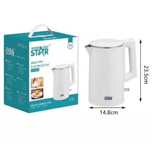 [ED1028] HERVIDOR ELÉCTRICO WINNING STAR ST-2061 1000W 1.7L RSH-713-WST-110V-16691 BLANCO