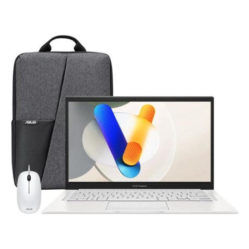 [LP2410] LAPTOP ASUS VIVOBOOK 14 INGLES 14 PULG INTEL CORE 5 120U 8GB RAM DDR4 512GB SSD WIN 11 HOME INCLUYE MOUSE Y MOCHILA F1404VAP-QB52-WH BLANCO