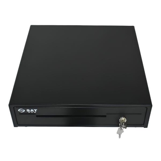 [PV3006] GAVETA DE DINERO PUNTO DE VENTA SAT AMERICA SAT RS130 RJ11 4 COMPARTIMENTOS BILLETES 8 MONEDAS APERTURA AUTOMATICA Y LLAVE 133 X 390 X 418 MM 4070010000100 NEGRO