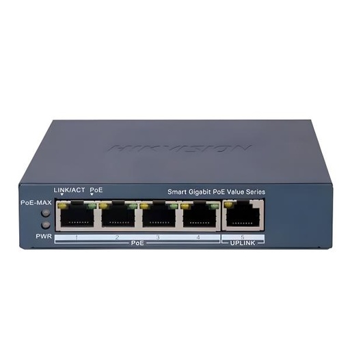 [248] SWITCH HIKVISION DS-3E1505P-EI/M(O-STD) 4 PUERTOS GIGABIT POE / 1 PUERTO GIGABIT RJ45 ADMINISTRABLE 301802989 GRIS