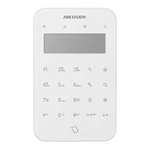 [SG8004] TECLADO INALÁMBRICO PARA ALARMA HIKVISION DS-PK1-LT-WB(O-STD) PANTALLA LCD RF 433 MHZ TRI-X 302402028 BLANCO