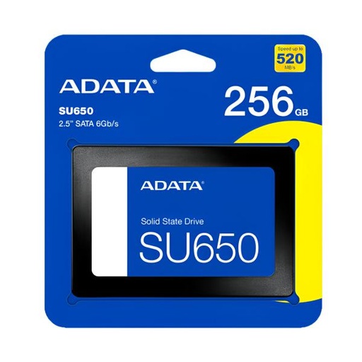 [360104004] HD INTERNO SOLIDO 256GB ADATA SU650 2.5 PULG SATA III 520MB/S / 450MB/S ASU650SS-256GT-R NEGRO