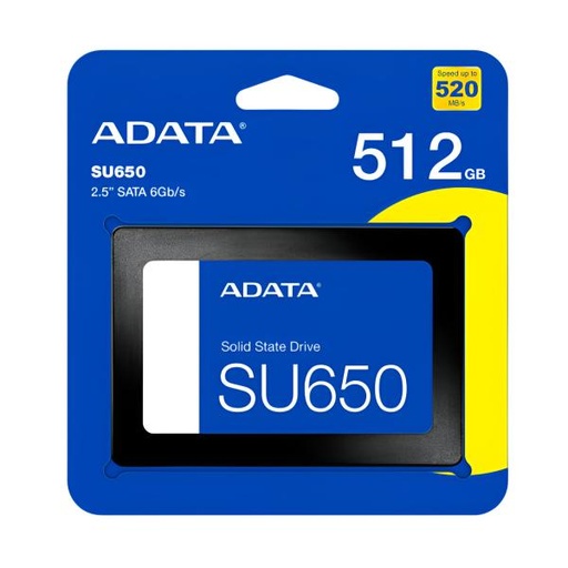 [360104005] HD INTERNO SOLIDO 512GB ADATA SU650 2.5 PULG SATA III 520MB/S / 450MB/S ASU650SS-512GT-R AZUL