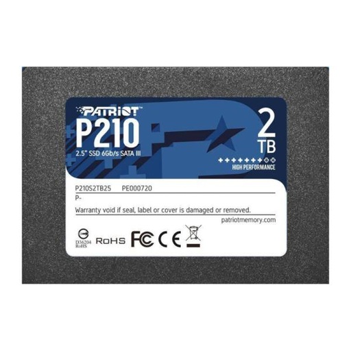 [360104042] HD INTERNO SOLIDO 2TB PATRIOT P210 2.5 PULG SATA III 520MB/S / 430MB/S P210S2TB25 P210 NEGRO